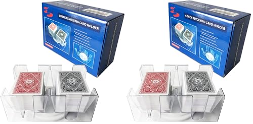 Yuanhe Canasta Playing Card Holder - 6 Deck Revolving Card Tray for Kids & Adults,Rotating Cards Holder for Poker, Canasta, Hand & Foot, Rummy,Go Fish,UNO Games (Pack of 2) - size: 7.24(L) x 5(W) x 3.3(H) inches (Pack of 2)