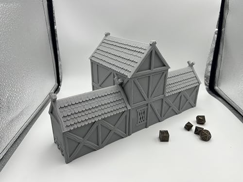 Hautico Architectural Terrain Set for 28mm Miniatures Wargame, 3D Printed and Paintable, Gift for Hobby Enthusiasts (Viking Building)