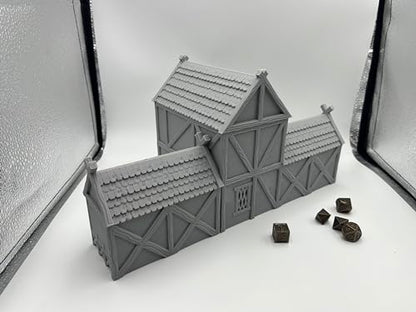Hautico Architectural Terrain Set for 28mm Miniatures Wargame, 3D Printed and Paintable, Gift for Hobby Enthusiasts (Viking Building)