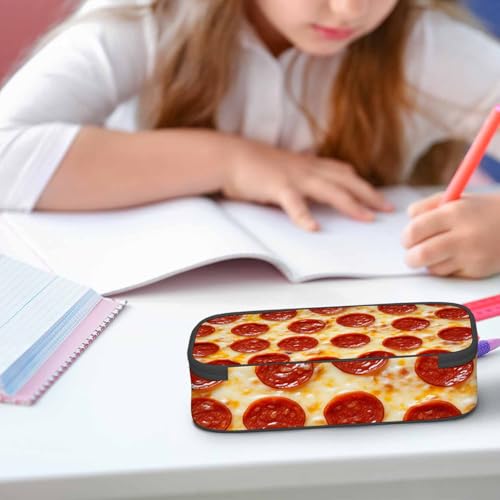 Cheese Pizza Pencil Case Fantasy Delicious Food Circle Pencil Bag Pouch Box Organizer for College Student Teen Adults - color: Cheese Pizza