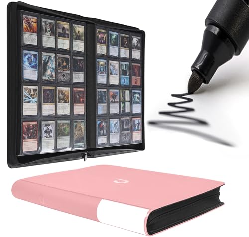 D DACCKIT Card Binder 16 Pocket - Fits 1024 Cards，4X4 Ringless Card Album with Sleeves for Trading Cards & Sports Cards（Model A，Light Pink） - color: Light Pink