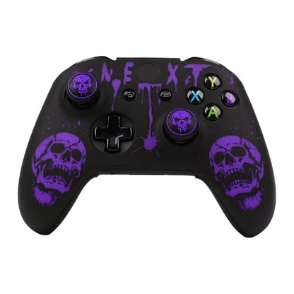 Skull Controller Skin Cover Compatible with Xbox one Controller, RALAN Protector Case, Customised Thumb Grips Caps - color: skull Purple