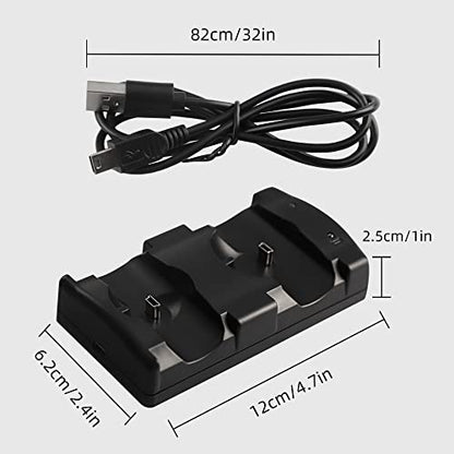 Xahpower Controller Charger Station for PS3, Charging Dock for Sony PlayStation 3 Original Wireless Dual Controller and Move with LED Light Indicator and Charging Cable