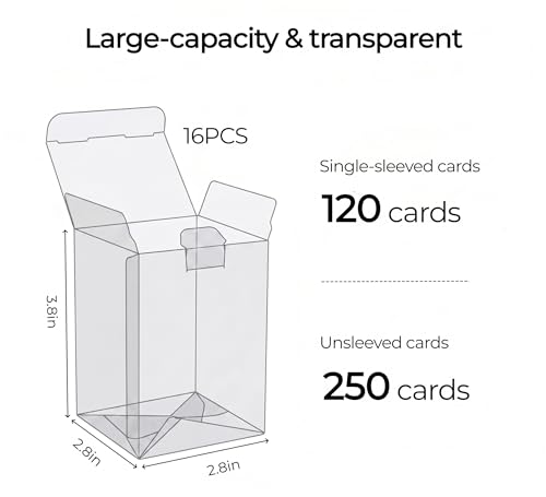 WOPITUES 16 Pack Trading Card Storage Box,Clear Card Box Holds 250 Unsleeved Cards,PET MTG Deck Box, Commander Deck Box for TCG/MTG/Magic,Sports Cards, Collectible Trading Cards