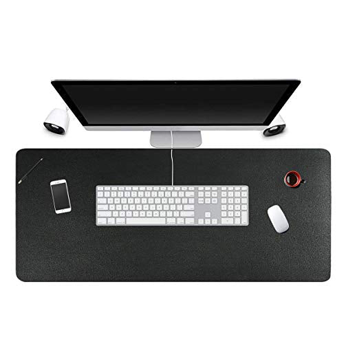 Desk Pad for Office Home 31" x 13",PU Leather Waterproof Large Desk Writing Mat Organizer,Multifunctional Ultra Thin Dual Use Desk Blotters Mouse Pad Protector … (Black) - color: Black