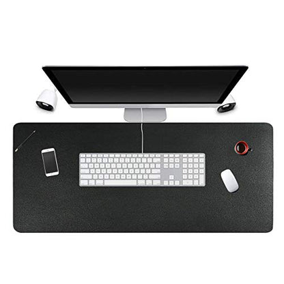Desk Pad for Office Home 31" x 13",PU Leather Waterproof Large Desk Writing Mat Organizer,Multifunctional Ultra Thin Dual Use Desk Blotters Mouse Pad Protector … (Black) - color: Black
