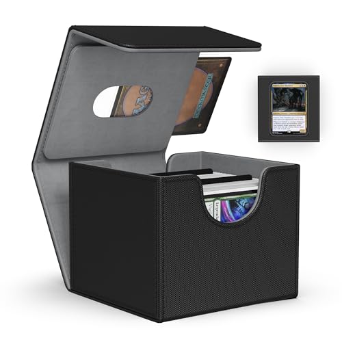 ZLCA MTG Commander Deck Box, Card Deck Box for Trading Card, Holds 110+ Double Sleeved Cards Fits for Magic Cards TCG CCG (Black) - color: A1-Black, size: A-Horizontal-Commander
