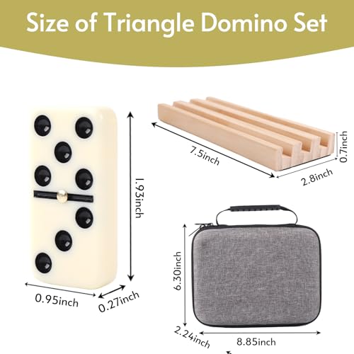 Doreimi Double 6 Dominoes Set, 28 Tiles, 4 Wooden Racks, Travel Case | Easy-Read Dots, Portable Carrying Case, Classic Board Game, Great For Kids And Adults, Family Game Nights - style: Double 6 Dot