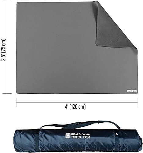Board Game Playmat [2.5'x4'/Thick Super Cushioned/Stitched Edge/Water Resistant] with Carrying Case - for Tabletop Board Games, Card Games, RPG Games (Small, Gray) - color: Gray, size: Small (2.5'x4')