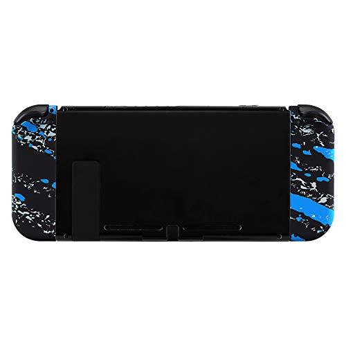 eXtremeRate DIY Replacement Shell Buttons for Nintendo Switch & Switch OLED, Blue Coating Splash Soft Touch Housing with Full Set Button for Joycon Handheld Controller - Console Shell NOT Included - color: Blue Coating Splash