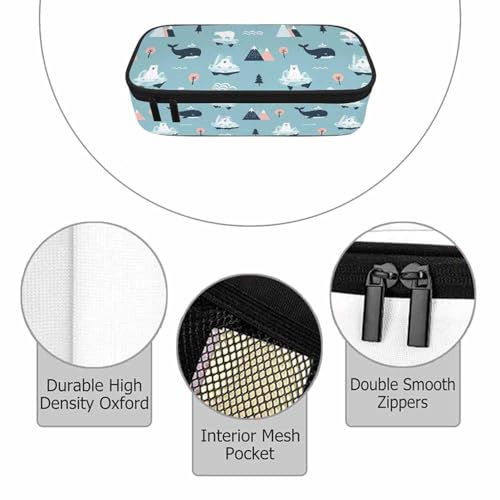 Polar Bear Pencil Bag Blue Whale Ocean Mountains Iceberg Snow Big Capacity Pencil Case Pencil Pouch Pen Bag for Teen Men Women - color: Polar Bear