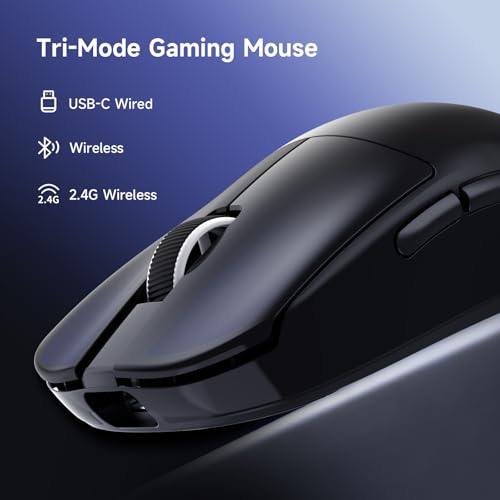 MCHOSE L7 Pro Wireless Gaming Mouse Super Light 39g, Gaming Mouse Esport with 26K DPI, Optical Switch, Programmable Buttons, Dual 8K Polling and PAW3395 Sensor, Tri-Mode Connection, PC/Mac - Black - color: L7 Pro black