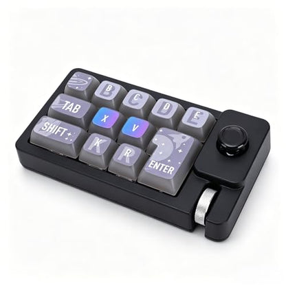 One Handed Mechanical Keyboard, 12 Key RGB Programmable Macro Keypad with Hot Swappable Switches, Knob and 2.4G Bluetooth Wired Connection for Gaming PC