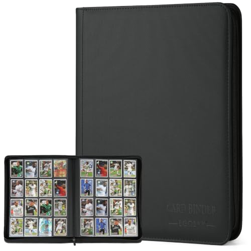 16-Pocket Business Card Binder holds 1024 Cards, Premium Diamond PU Leather Name Card Holder Organizer with Zipper, Black Sleeves Side Loading Card Book for Collectors & Office(black) - color: black, size: 16 Pocket 1024