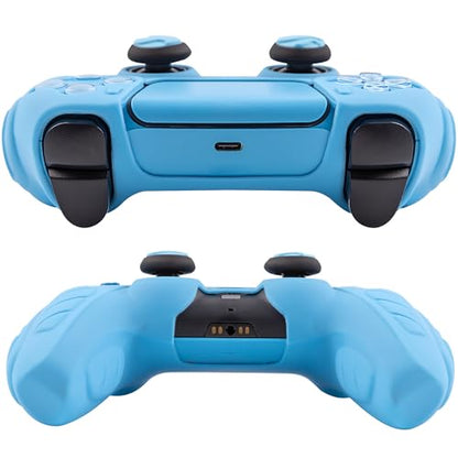 Ergonomic Soft Grip Skin Compatible with PS5 Controller, Anti-Slip Silicone Cover with 6 Thumb Grips Accessories Set Compatible with PlayStation 5 Controller (Starlight Blue) - color: Blue