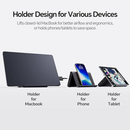 MacBook Docking Station Dual Monitor 4K@60Hz, PD100W, Audio for Home Office | PULWTOP Vertical Laptop Stand with 2 HDMI, 10Gbps USB-C/A, Ethernet, SD/TF, USB C Dock for MacBook Pro/Air M4/M5 – Midnight - color: Midnight