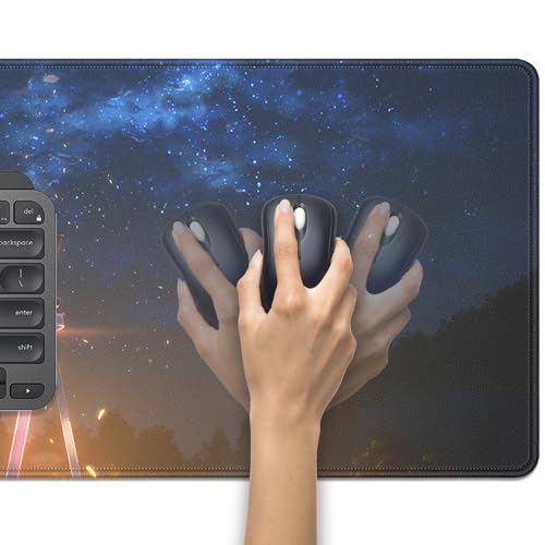 Sword of the Starry Night Mouse Pad Desk Pad, 27.5x11.8 in Extended Keyboard Mousepad with Stitched Edges, Waterproof Non-Slip Rubber Base for Office Computer Laptop Home - color: Sword of the Starry Night