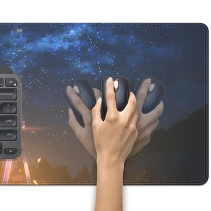 Sword of the Starry Night Mouse Pad Desk Pad, 27.5x11.8 in Extended Keyboard Mousepad with Stitched Edges, Waterproof Non-Slip Rubber Base for Office Computer Laptop Home - color: Sword of the Starry Night