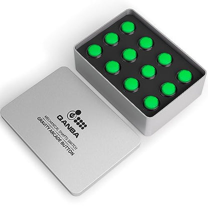 Qanba Gravity KS Mechanical Shafts Silent Pushbutton 24mm Snap-in (Boxed (Clear Green Black E09(12 pcs) - color: Clear Green Black E09(12 pcs）