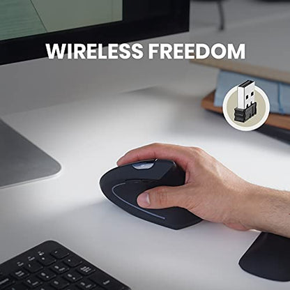 Perixx PERIMICE-713 Wireless Ergonomic Vertical Mouse - 800/1200/1600 DPI - Right Handed - Recommended with RSI User - style: Wireless