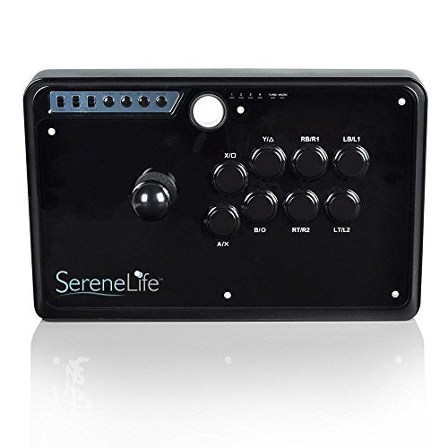 SereneLife Universal Video Game Fight Stick - Classic Plug n Play Arcade Fighting Pad Joystick Console Controller w/ USB Wired Connection, Rubber Grips, For PC PS3 Xbox 360 - SereneLife SLARJST28