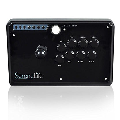 SereneLife Universal Video Game Fight Stick - Classic Plug n Play Arcade Fighting Pad Joystick Console Controller w/ USB Wired Connection, Rubber Grips, For PC PS3 Xbox 360 - SereneLife SLARJST28