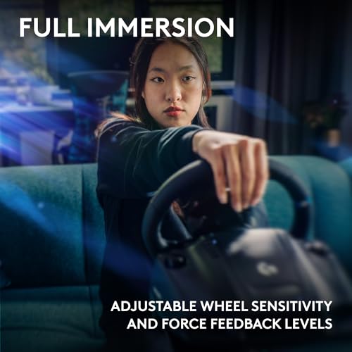 Logitech G923 Racing Wheel and Pedals for Xbox X|S, Xbox One and PC Featuring TRUEFORCE up to 1000 Hz Force Feedback, Responsive Pedal, Dual Clutch Launch Control, and Genuine Leather Wheel Cover - style: Xbox|PC