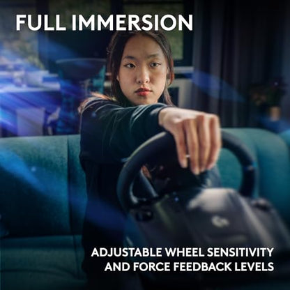 Logitech G923 Racing Wheel and Pedals for Xbox X|S, Xbox One and PC Featuring TRUEFORCE up to 1000 Hz Force Feedback, Responsive Pedal, Dual Clutch Launch Control, and Genuine Leather Wheel Cover - style: Xbox|PC