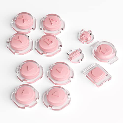 eXtremeRate Replacement Two-Tone Jelly Buttons for JoyCon, Pale Red & Clear w/Symbols Custom Controller ABXY Direction Home Capture + - Keys, DIY Action Face Buttons for Nintendo Switch & Switch OLED - color: Pale Red & Clear