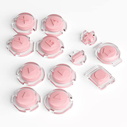 eXtremeRate Replacement Two-Tone Jelly Buttons for JoyCon, Pale Red & Clear w/Symbols Custom Controller ABXY Direction Home Capture + - Keys, DIY Action Face Buttons for Nintendo Switch & Switch OLED - color: Pale Red & Clear