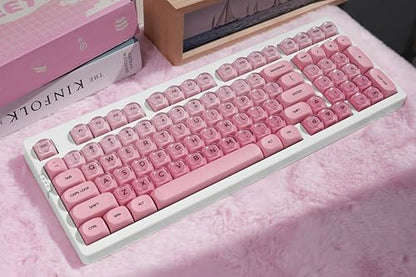 ZORNHER ZH980 Foundation Mechanical Keyboard,95% Pink& White Creamy Keyboard with Number Pad,Cute Jelly MOA Profile Keycaps,Creamy Sounding Linear Switches,Hot-Swappable,RGB Backlit - color: Pink Foundation-White Case, size: Creamy Switch