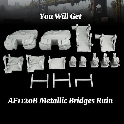 28mm Scale Unpainted RPG Terrain Set for Trench Crusade (AF1120B) | Broken Crossing Map Props for Dungeon Masters -Battle Damaged Industrial Scenery for Wargame-Bridges Ruin - color: Af1120b Bridges Ruin