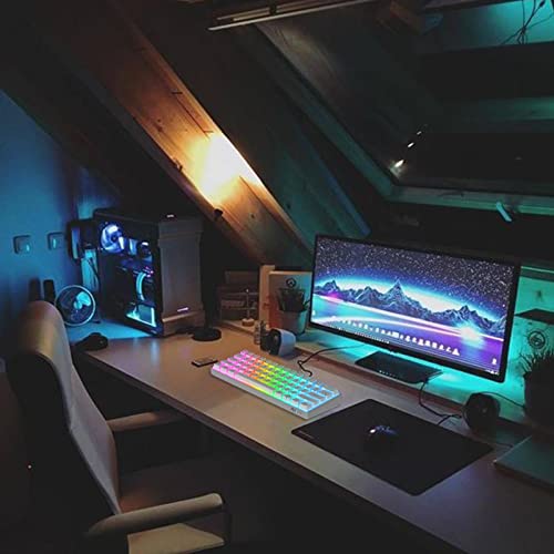 RK ROYAL KLUDGE RK61 Wired 60% Mechanical Gaming Keyboard, Compact PC Game Keyboards with QMK/VIA Programmable RGB Backlit, Hot Swappable Custom Keyboard for Win/Mac, Pre-lubed Red Switch, White - color: White, size: Hot-Swappable Red Switch