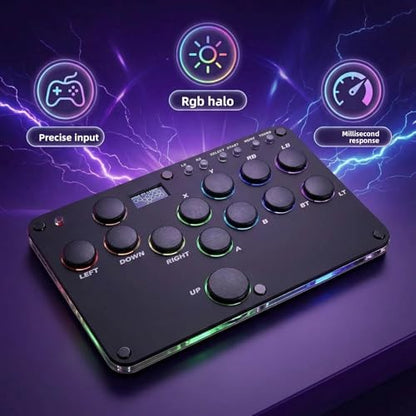 XIAO SHI MIN STORY Leverless Arcade Stick, All-Button Fight Controller with 13 Keys, RGB Lights, Hot-Swappable for PS4/PS3/PC/Switch, Arcade Fight Stick BlackStreet Fighter Style Gaming Keyboard