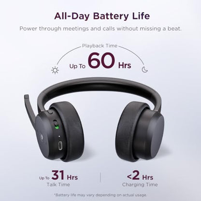Lenovo Wireless VoIP Headset Teams Certified, Noise-Canceling Mic, Bluetooth 5.3 Multipoint, USB-A Receiver, 31-Hour Talk & 60-Hour Playback, Lightweight Over-Ear Design, Replaceable Earcups - style: Wireless - ENC (Teams)