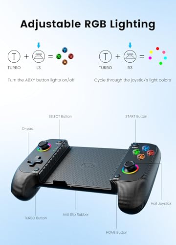 Wireless Phone Controller for iPhone/Android with Hall Joystick, Moblie Controller for iPhone Support Xbox Game Pass, Steam Link, Call of Duty, Roblox, Handheld Gaming Gamepad, Nintendo DS Consoles - color: Black