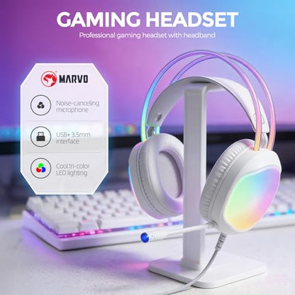 Headset with Mic, RGB Wired Gaming Headset with Surround Sound, Noise Canceling Gaming Headphones for PC, PS5/PS4, Laptop, Mac, Nintendo- HG8959