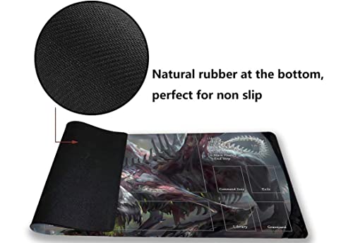 MTG Playmat, Game Play Mat for MTG TCG 24 x 14 inches Trading Card Inked Game Playmats with Storage Bag Smooth Rubber Surface Battle - color: Zombie Dragon With Zones2