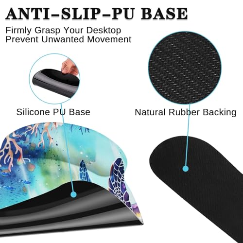 Arttown Keyboard Mouse Pad Set, 4 in 1 Desk Mat Set Sea Turtle | Sea World Animal Large Mousepad+Keyboard Wrist Rest+Mouse Wrist Rest+Coaster Ergonomic Design for Home Office Computer - color: Sea Turtle