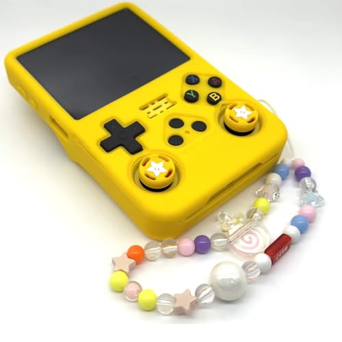 Silicone Case for R36S Handheld Game Console Protective Case with Lanyard Button Cover Accessory for Gift (Yellow) - color: Yellow