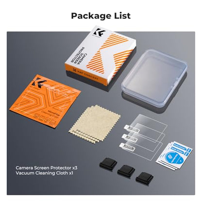 K&F CONCEPT 3 Pack Camera Screen Protector Compatible with Sony A7M5 A7R5, 0.3mm 9H Hardness Tempered Glass Cover Anti-Scratch Bubble-Free & Hot Shoe Cover - size: A7M5/A7R5