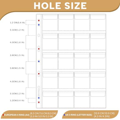 25 Sheets Coin Pocket Pages - 20 Pocket Standard 9-Hole 500 Pockets Inserts Collecting Sleeves for Coins [48mm X 44mm Each Pocket] CS0312520 - color: 20 Pocket(44mm X 48mm Each Pocket), size: 25 Sheets