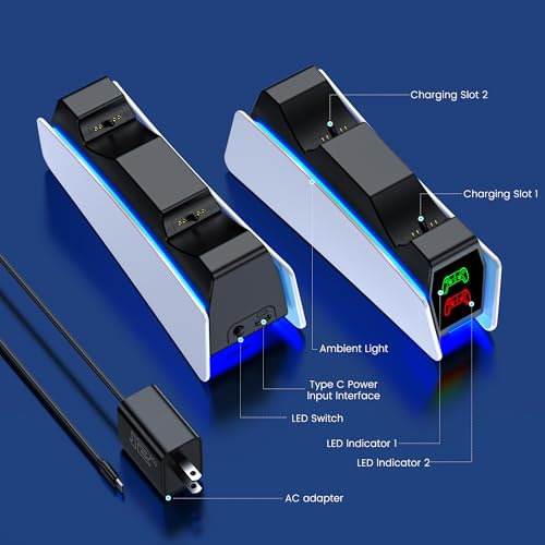 PS5 Controller Charger Station for PlayStation 5 Controllers Dual Stand Charger Dock, PS5 Controller Charging Station Accessories(S - size: S