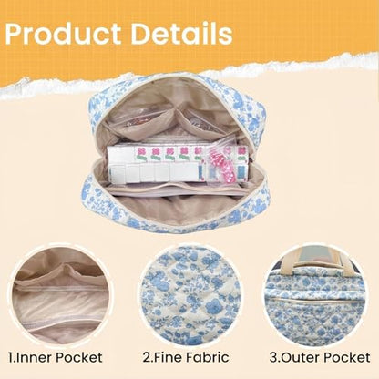 bestcool American Mahjong Set with Floral Quilted Carrying Bag | 166 White Tiles, Easy-to-Read Markings, Wind Indicator, Organized Storage, Game Night & Travel