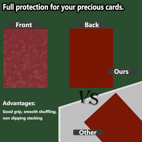 100 Count Red Card Sleeves for Trading Cards, Perfect Fit Shiny MTG Card Sleeve, Holographic Card Sleeves Fit for Magic, Photocard, TCG, Baseball/Sports Cards, Yugioh Card, Game Card 66 * 91 mm - color: Red