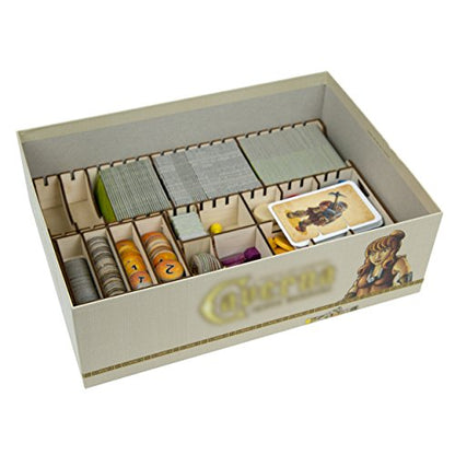 The Broken Token Board Game Organizer - Caverna Compatible Wood Storage Box with Multiple Trays and Dividers