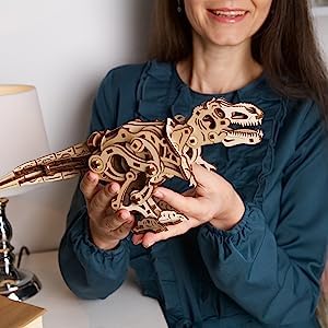 UGEARS Tyrannosaurus Rex 3D Wooden Puzzles for Adults - Wooden Model Kits for Adults D Rex Dinosaur Puzzle Kit Mechanical Models Automaton Kit Brain Teaser, Hobby Set Home Decoration - style: Tyrannosaurus Rex