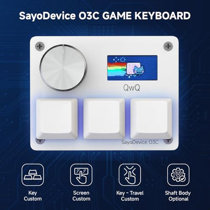 O3C Rapid Trigger Keyboard With Hall Magnetic Switch For OSU Geometry Dash | Rhythm Games,with Knob and Screen,Copy Paste,Shotcut,Macro Hotswap Mini Keypad Magnetic Linear Switches - color: White, size: Gateron KS-20 White Switch