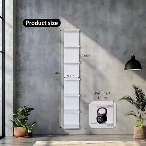 7 Tier LED Light Wall Shelves, White | Lack Wall Shelf Unit, Vertical Shelf, Remote Control - color: 7 Tier White