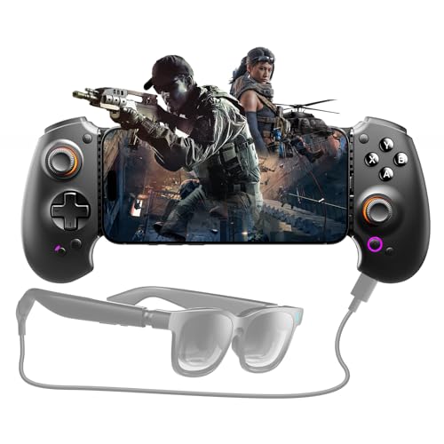 abxylute S9V Full-Size Bluetooth＆Type-C Gaming Phone Controller for Viture Full Range of Eyeglasses, 174” Ultra Sharp Game Display for iPhone 15/16/17, iPad Mini 6/7,Android Tablet,Free Key Mapping＆App